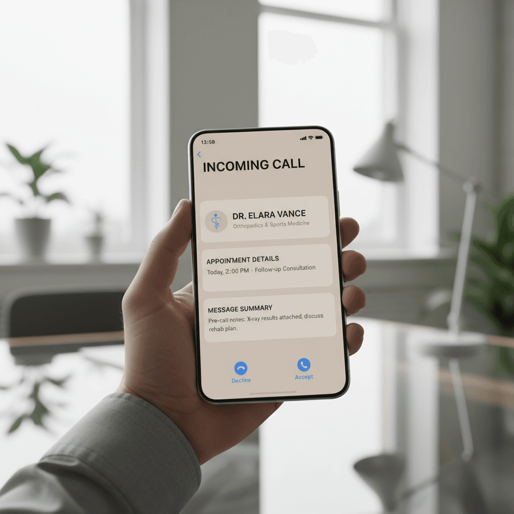 Smartphone displaying a real-time call summary notification